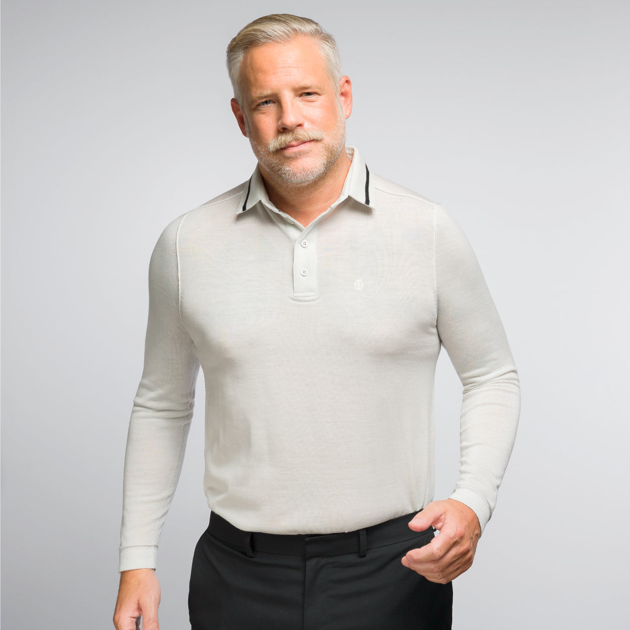 The Polo Longsleeve Merino Stripes